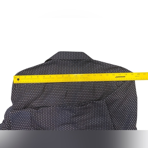 Bugatchi Shaped Fit Geometric Button Down Shirt Navy Gray‎ Modern Dress Shirt L - Picture 13 of 13